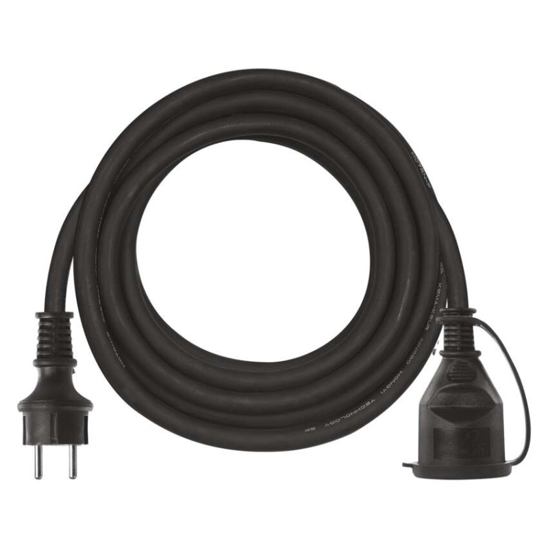 Kültéri hosszabbító 5 m / 1 aljzat / fekete / gumi-neoprén / 250 V / 1,5 mm2