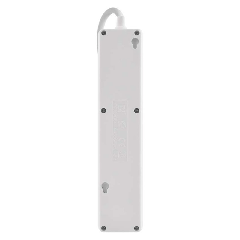 Pagarinātājs, 2 m / 3 kontaktligzdas / ar slēdzi / balts / 1× USB-A + 1× USB-C / 1,5 mm2