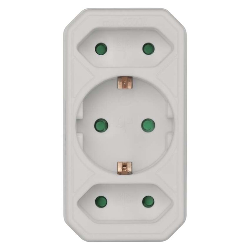 Mehrfachsteckdose, 2x Euro + 1x Schuko Steckdose, weiss