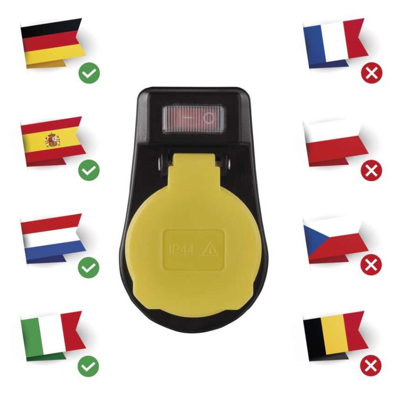 Vairākas kontaktligzdas ar slēdzi, IP44