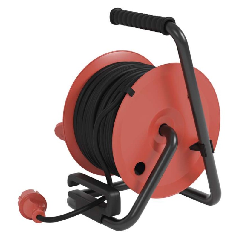 Gummi-Kabeltrommel – 4 Steckdosen, 25m, 1,0mm2 