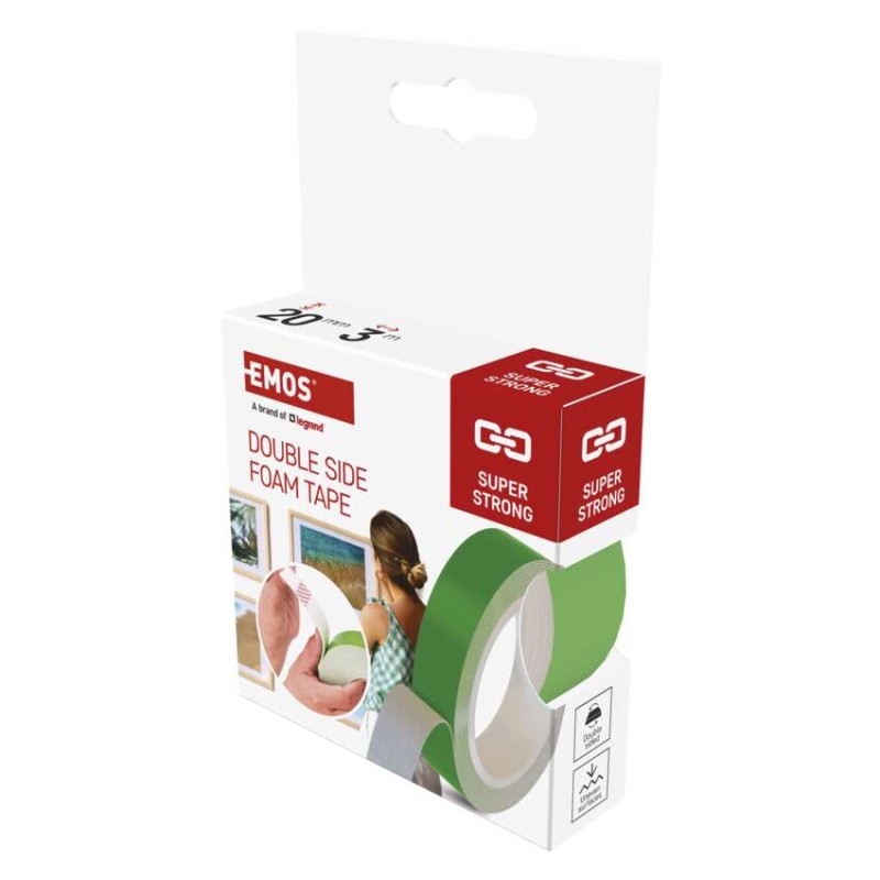  Doppelseitiges Schaumklebeband 20 mm / 3 m, grün