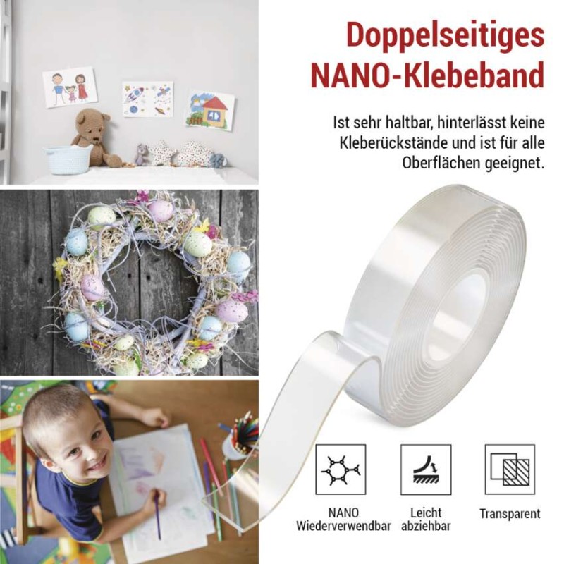  Doppelseitiges NANO Klebeband 30 mm / 3 m, transparent