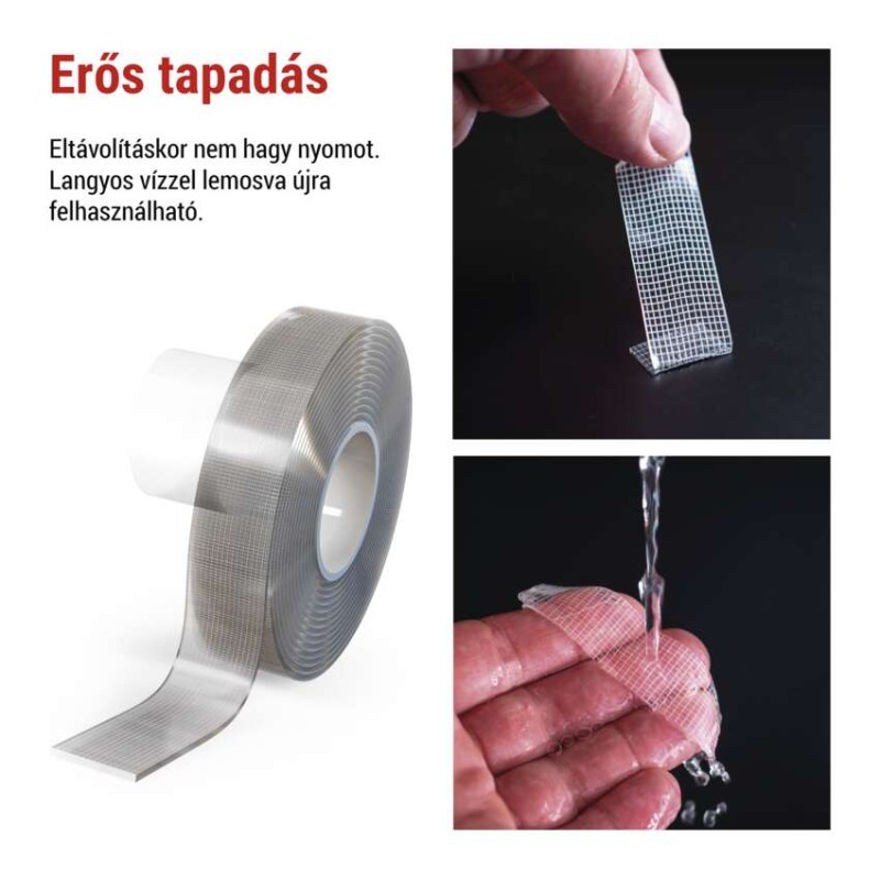  Kétoldalas NANOGRID szalag 19 mm / 3 m, átlátszó