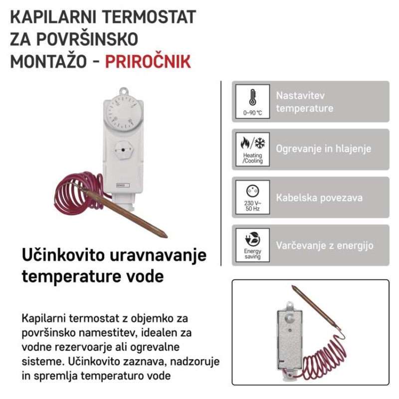Nadometni mehanski kapilarni termostat P5682