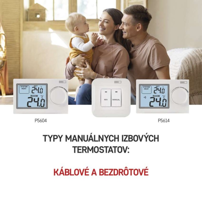 Izbový manuálny bezdrôtový termostat P5614