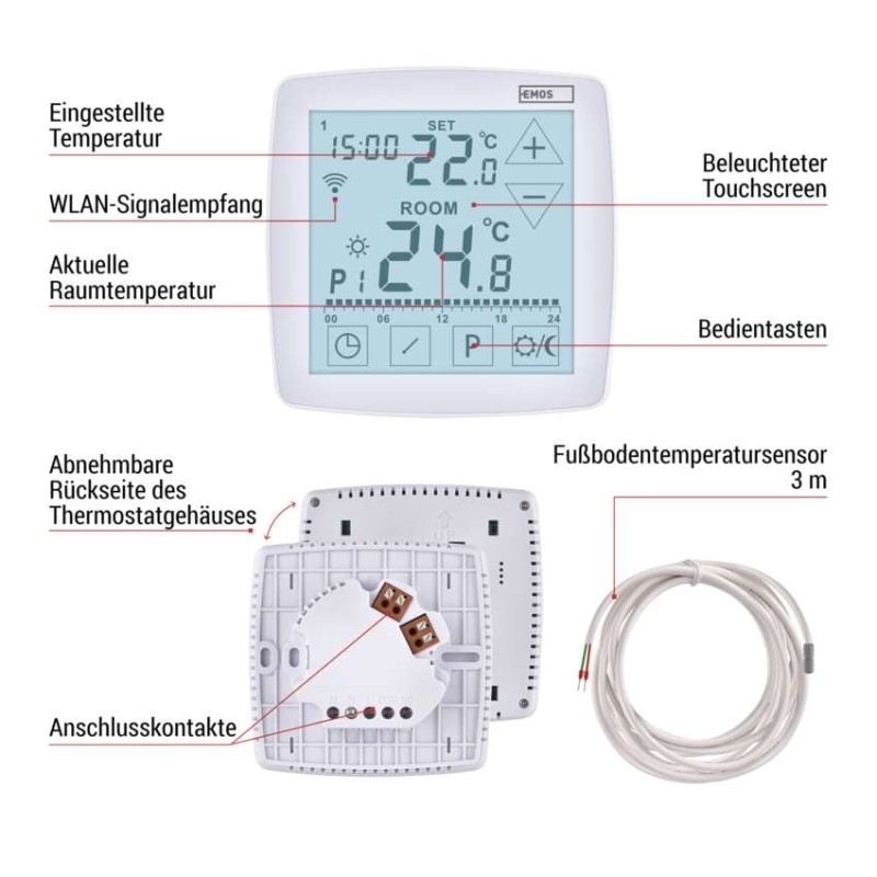 GoSmart Fußbodenheizung-Thermostat P56S01F mit WiFi, programmierbar, verkabelt