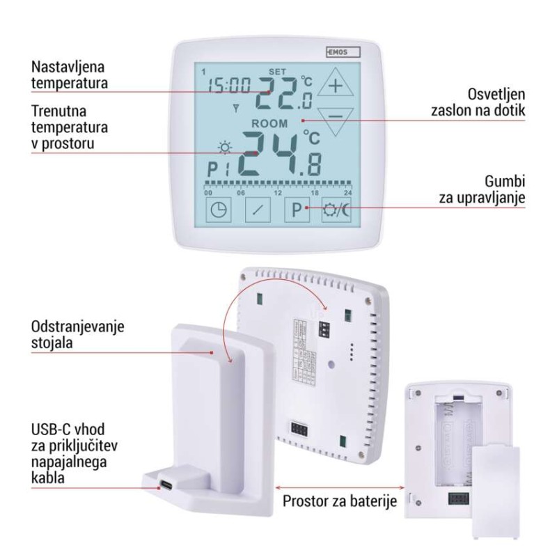 Sobni brezžični OpenTherm termostat P56A11 s programiranjem