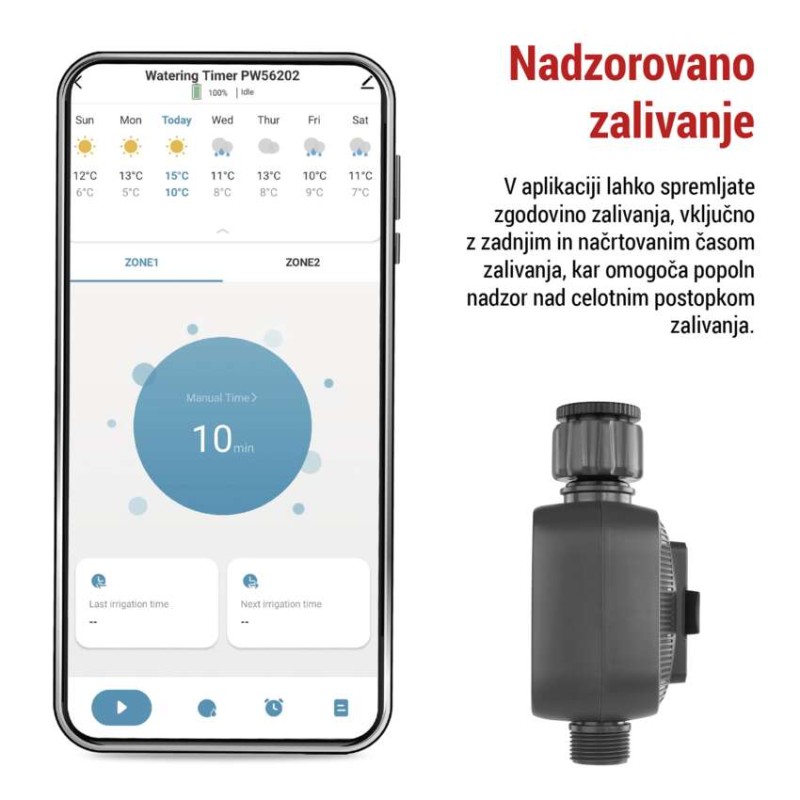 Časovnik za zalivanje GoSmart, Bluetooth 5.0, 2 izhoda