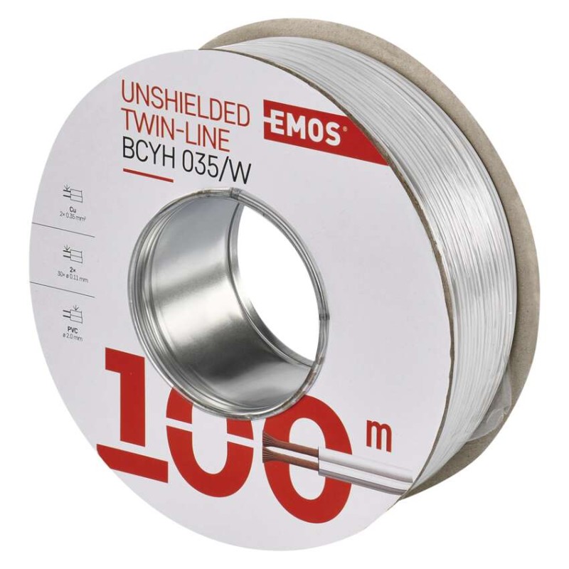 UTP-Kabel 2x0,35mm weiss, 100m