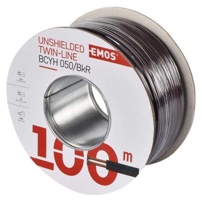 UTP-Kabel 2x0,50mm schwarzrot, 100m