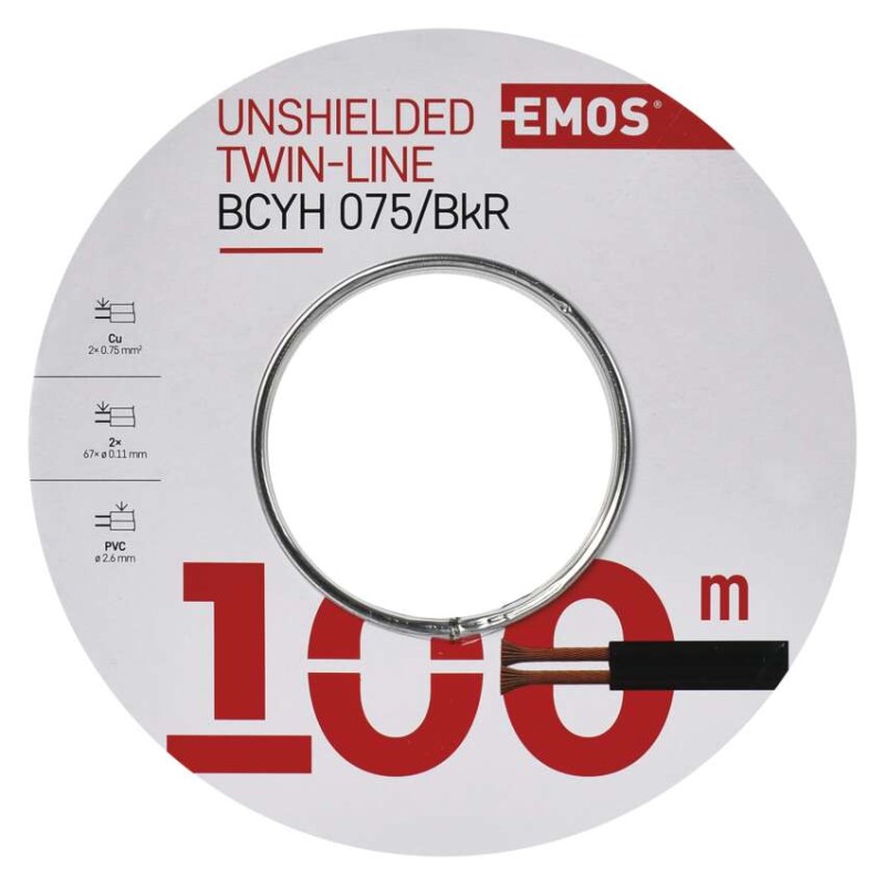 UTP-Kabel 2x0,75mm schwarzrot, 100m