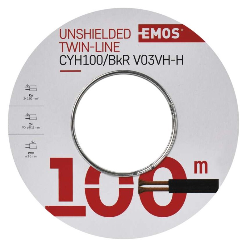 EMOS Hangfalkábel 2*1.00mm fekete/piros