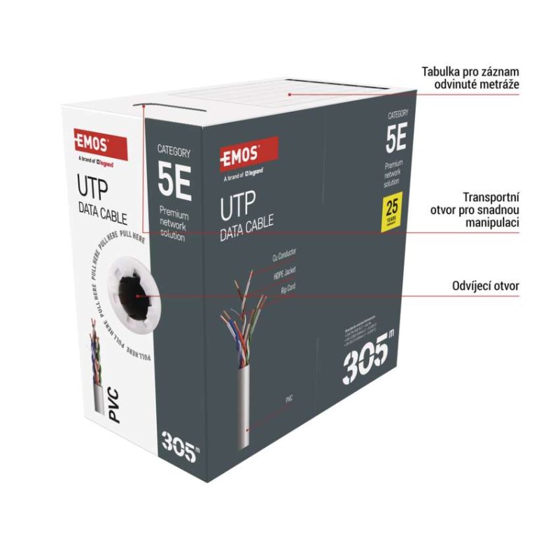 Datový kabel UTP CAT 5E, 305m