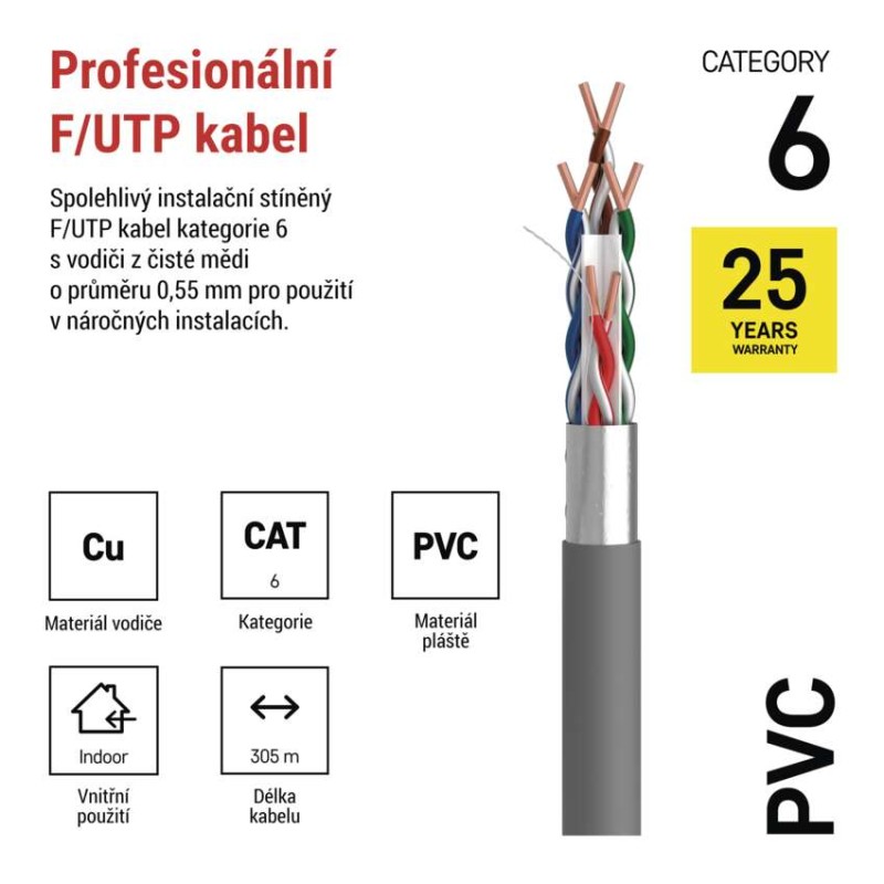 Datový kabel FTP CAT 6, 305m