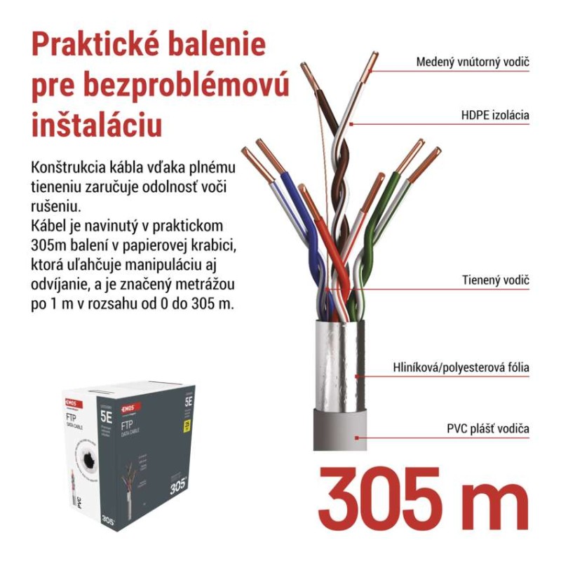 Datový kábel FTP 5E, 305m