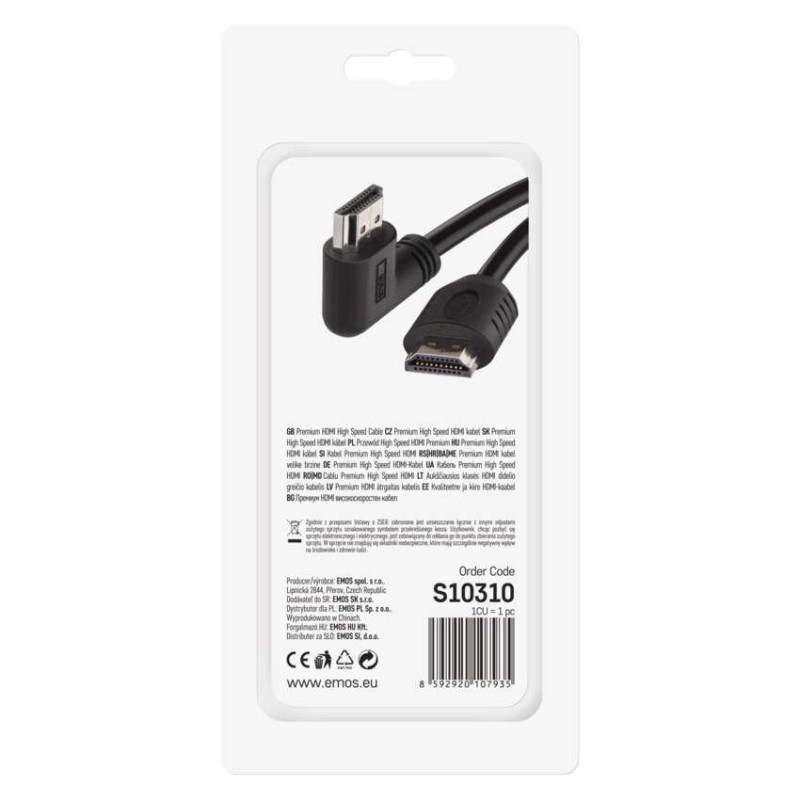 High Speed HDMI Kabel 2.0 A Stecker – A Stecker 90° 3m