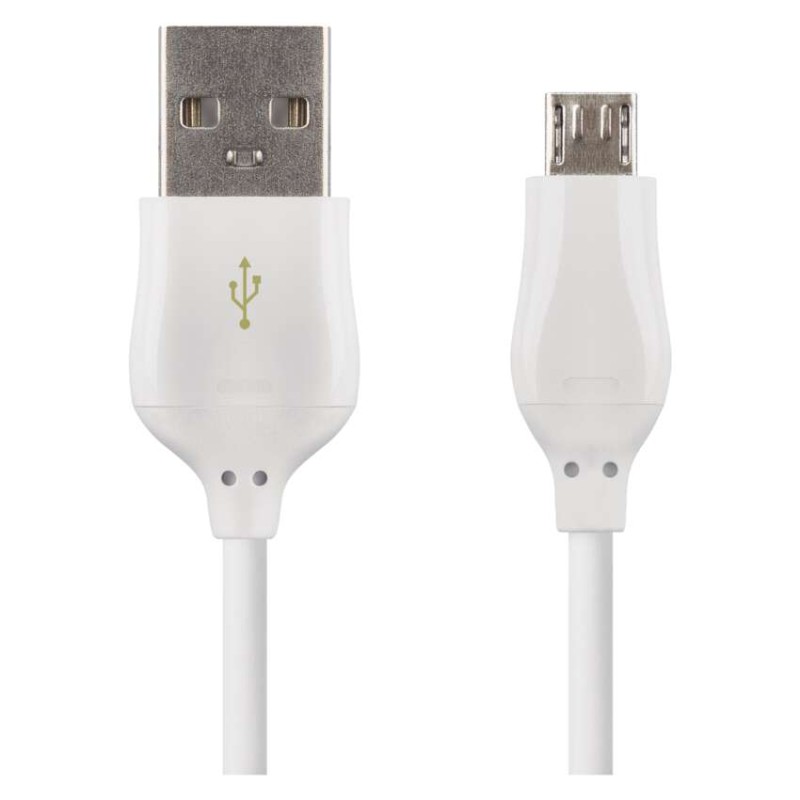 Töltő- és adatkábel USB-A 2.0 / micro USB-B 2.0, Quick Charge, 1 m, fehér
