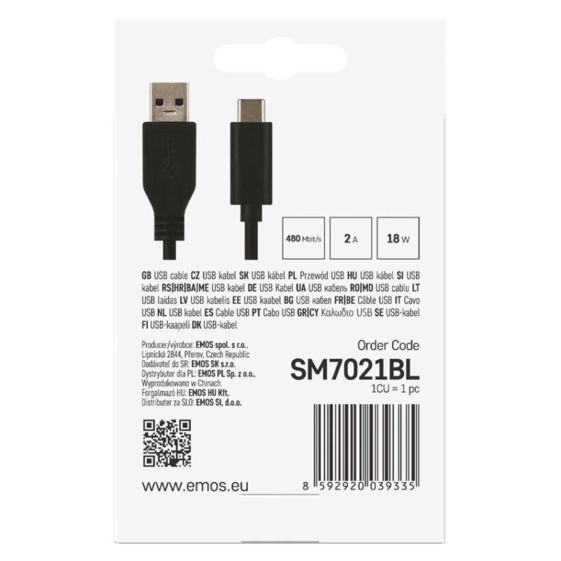 Kabel USB 3.1, wtyk A - C, szybkie ładowanie Quick Charge, transmisja danych, 1 m, czarny