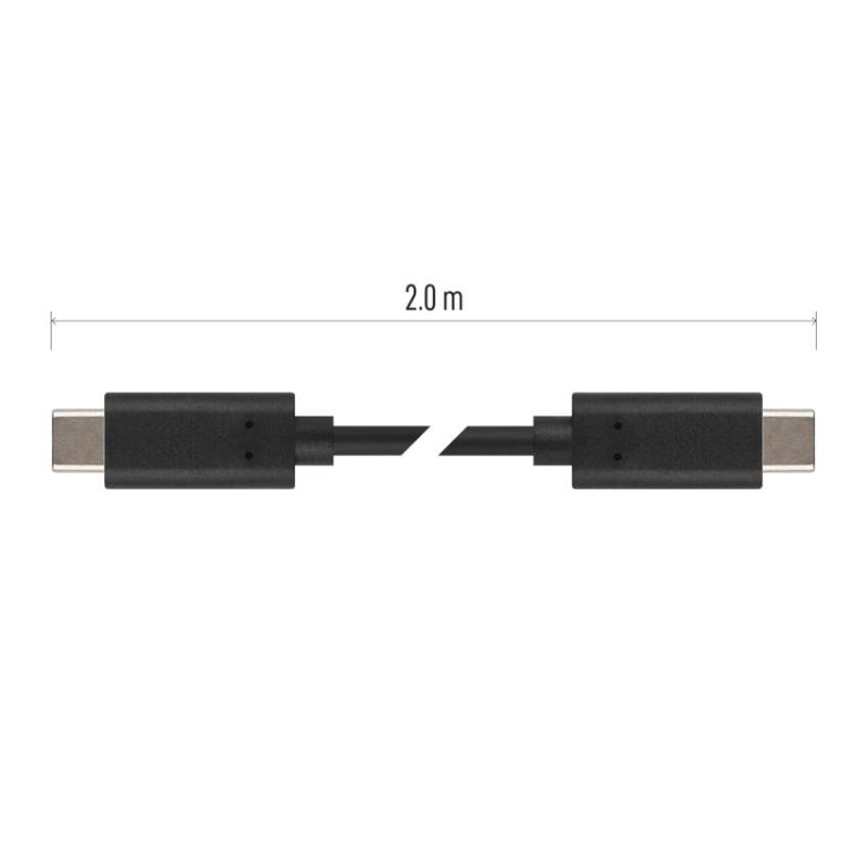 Kabel USB 2.0, wtyk C - C, szybkie ładowanie, transmisja danych, 2 m, czarny