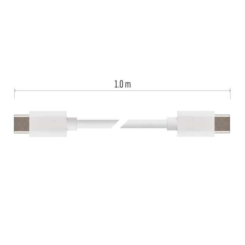 Kabel USB 2.0, wtyk C - C, szybkie ładowanie, transmisja danych, 1 m, biały