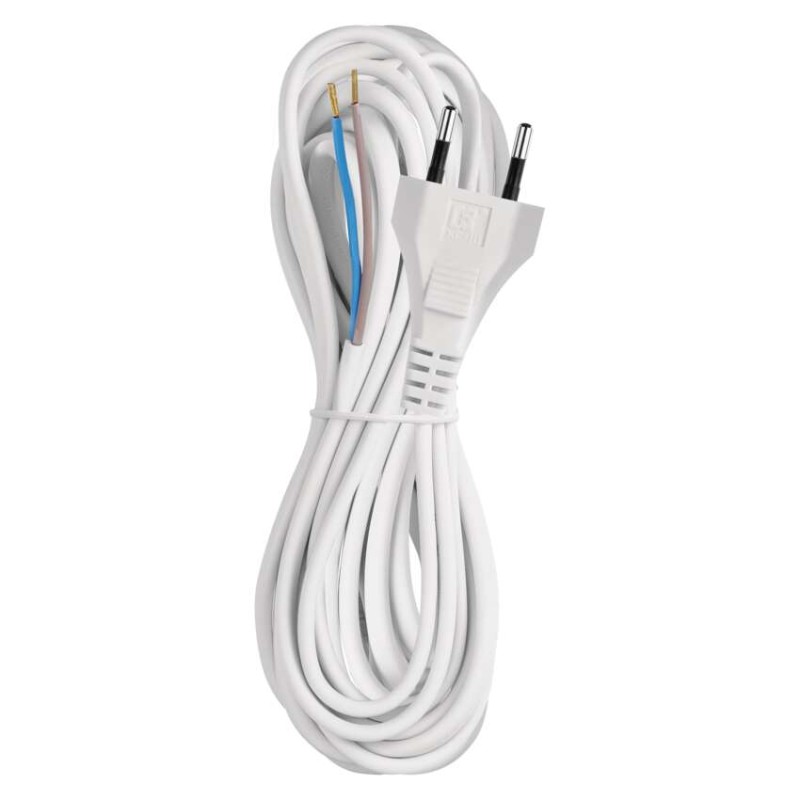Netzkabel PVC 2x 0,75mm2, 5m, weiss