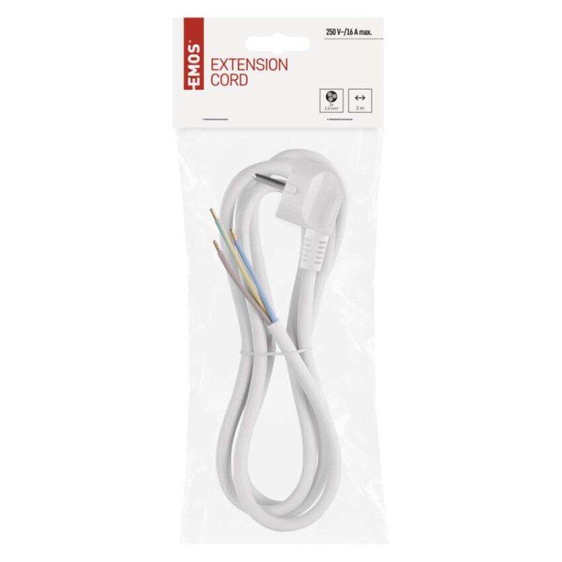Flexo šnúra PVC 3× 1,5mm2, 2m, biela