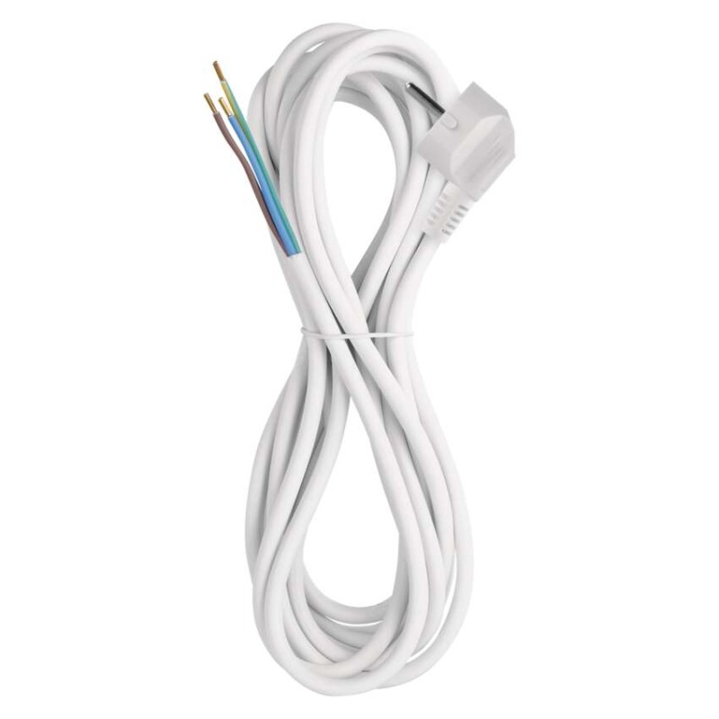 Netzkabel PVC 3x 0,75mm2, 5m, weiss