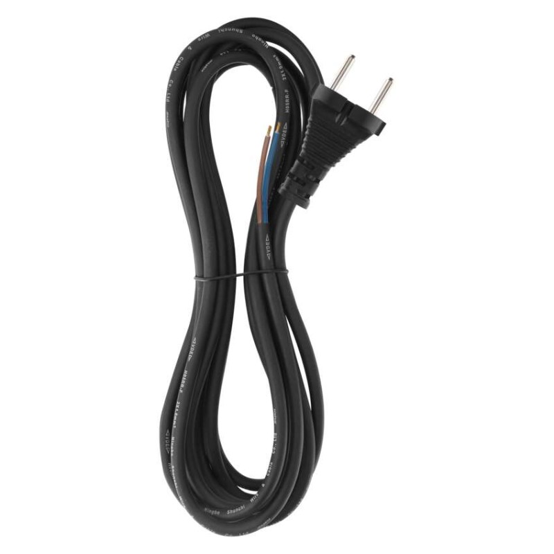 Netzkabel Gummi 2x 1mm2, 5m, schwarz