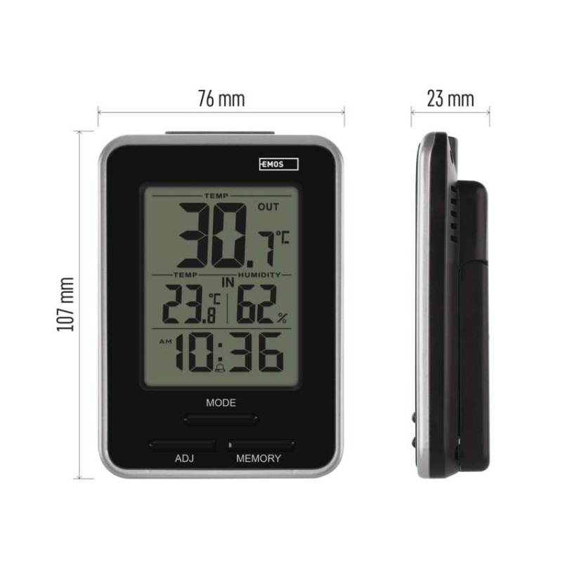 Digitales Thermometer mit Hygrometer, kabelgebundener Sensor, Wecker E0121