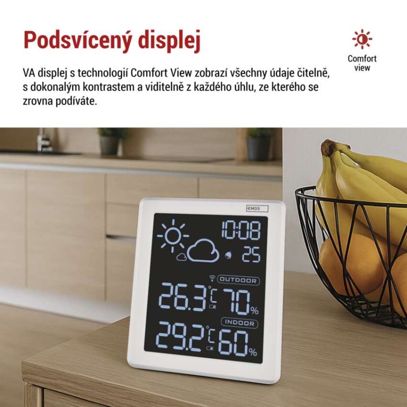 Domácí bezdrátová meteostanice E8647W