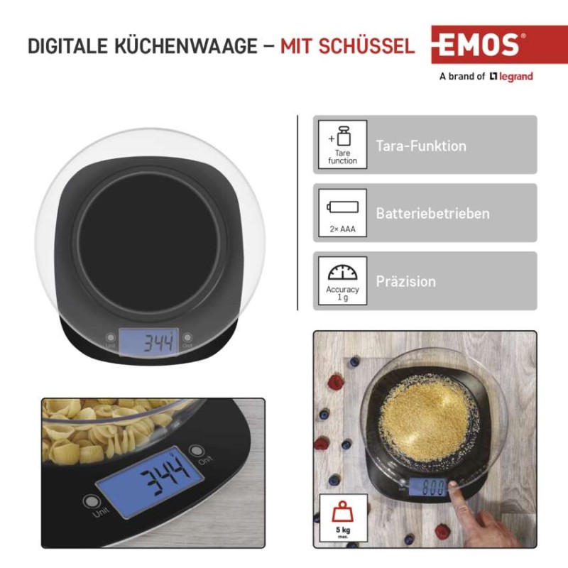 Digitale Küchenwaage EV025 schwarz