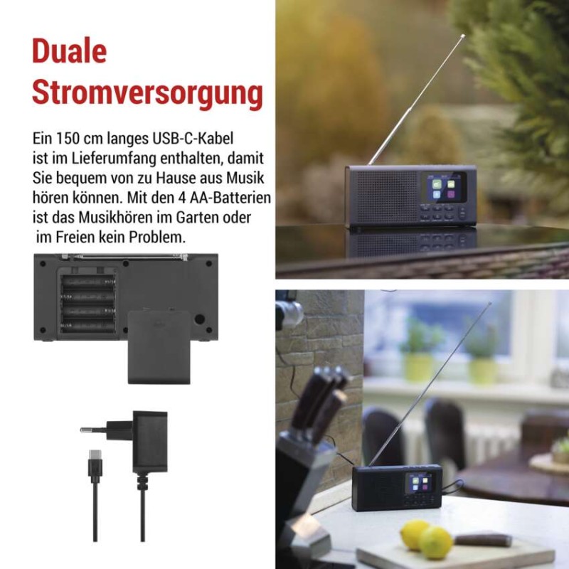 Tragbares Radio mit Bluetooth, DAB / DAB+ / FM, schwarz