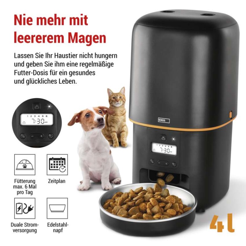 Pet Care Futterspender, 4 l, schwarz
