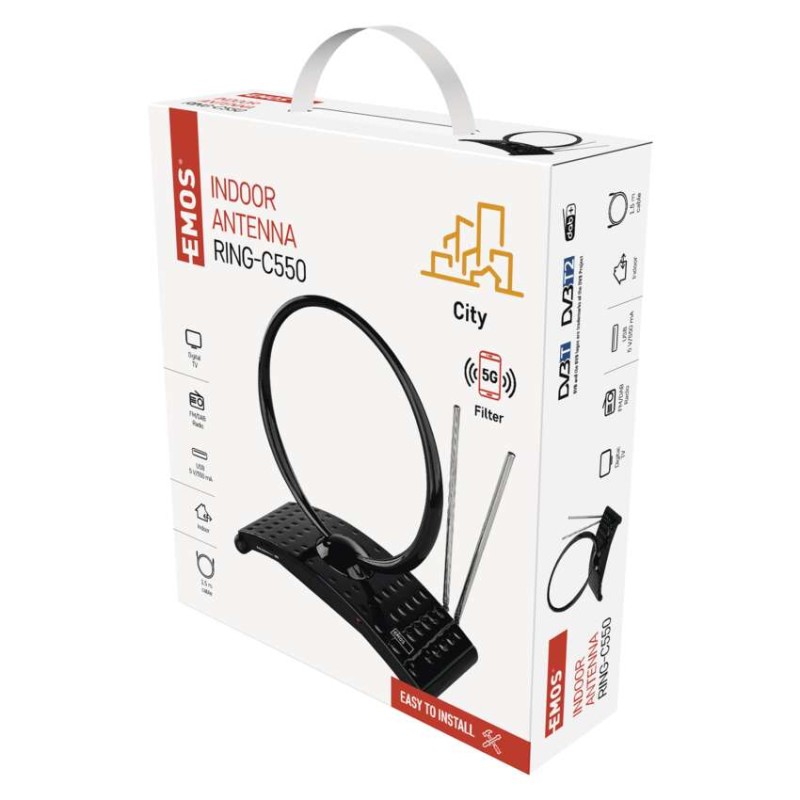 Zimmerantenne CITY RING-C550, DVB-T2, DAB, FM, LTE/4G/5G Filter