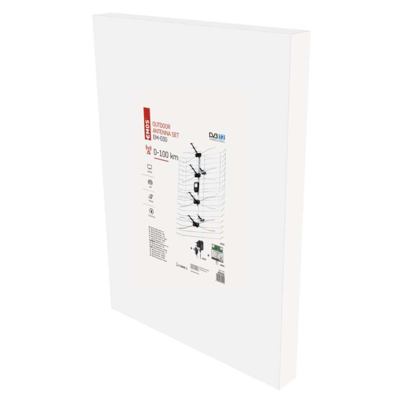 Antena zewnętrzna EM-030, 0–100 km, DVB-T2, DAB, filtr LTE/4G