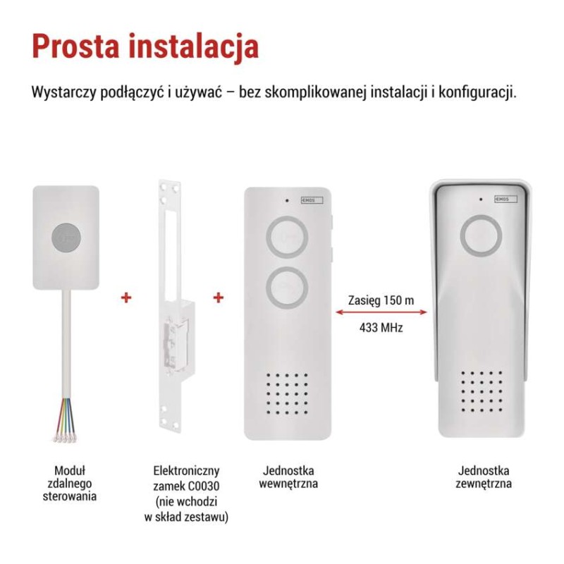 Bezprzewodowy zestaw domofonu audio H1087, 1 uczestnik