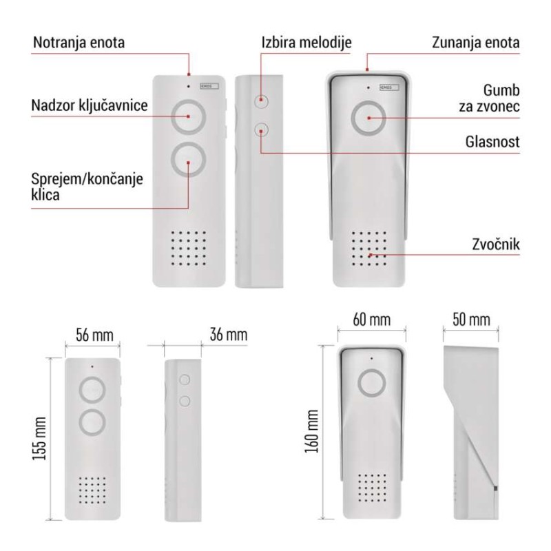 Brezžični komplet domačega avdio domofona H1087, 1 udeleženec