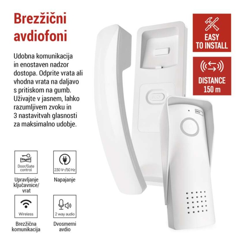 Brezžični komplet domačega avdio domofona H1088, 1 udeleženec