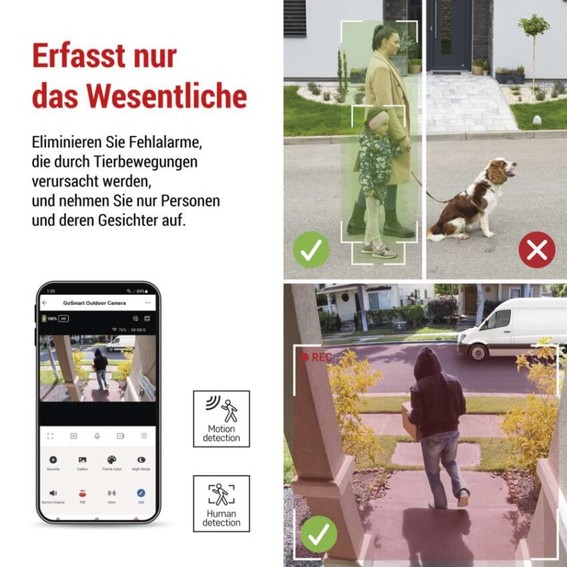 GoSmart Outdoor IP Kamera mit WiFi und Solarpanel IP-600 EYE, batteriebetrieben
