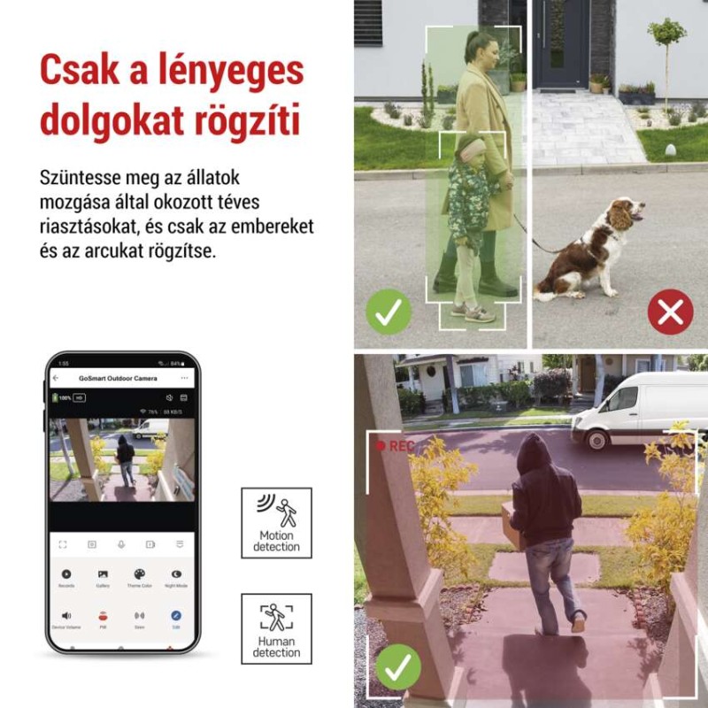 GoSmart Kültéri akkumulátoros kamera IP-600 EYE wifivel és napelemmel