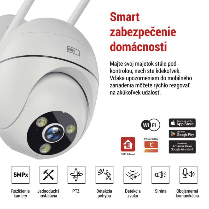 GoSmart Vonkajšia otočná kamera IP-800 WASP s WiFi, biela