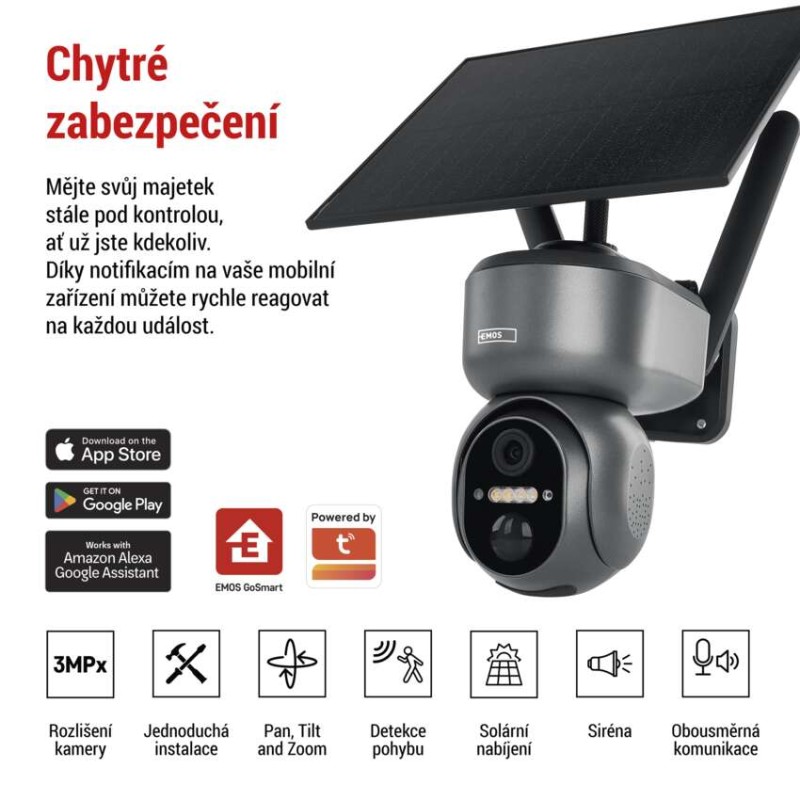 GoSmart Venkovní otočná kamera IP-6000 OWL s 4G/LTE, šedá