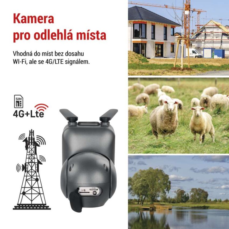 GoSmart Venkovní otočná kamera IP-6000 OWL s 4G/LTE, šedá