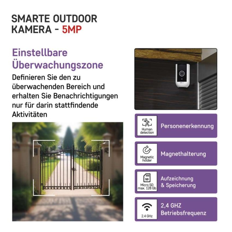 GoSmart Outdoor IP Kamera mit WiFi IP-210 SNAP, batteriebetrieben