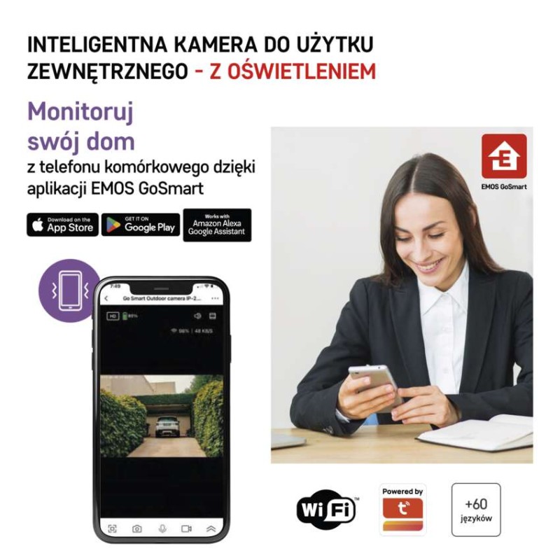GoSmart Kamera zewnętrzna obrotowa IP-310 TORCH z WiFi i lampą, biała