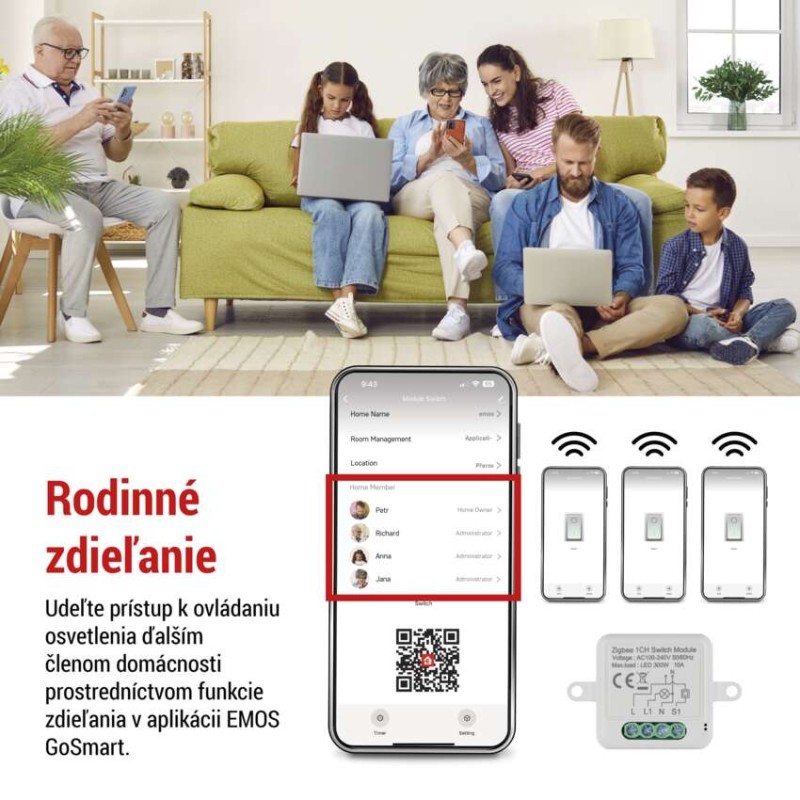 GoSmart spínací modul IP-2101SZ, ZigBee, 1-kanálový