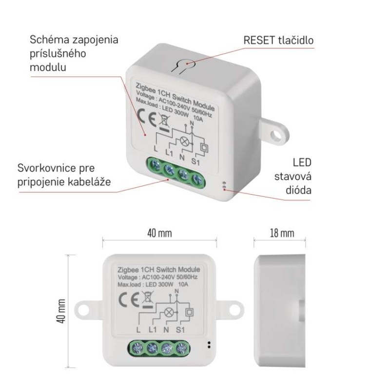 GoSmart spínací modul IP-2101SZ, ZigBee, 1-kanálový