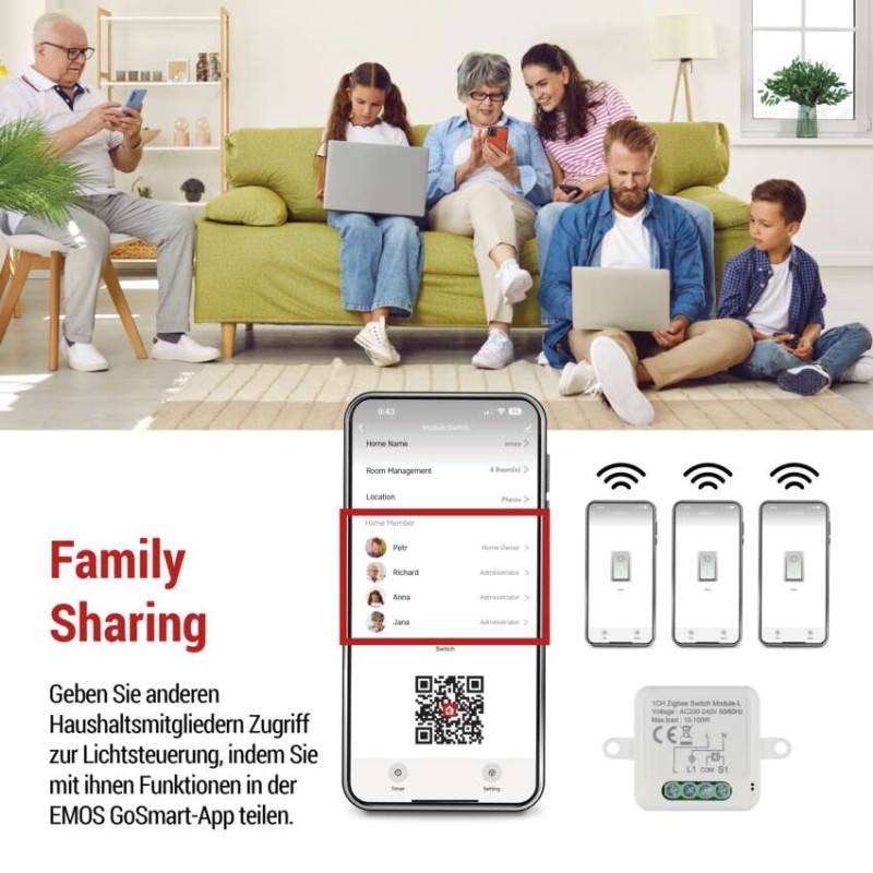 GoSmart Schaltermodul IP-2103SZ, ZigBee, 1-Kanal (kein N-Draht erforderlich)