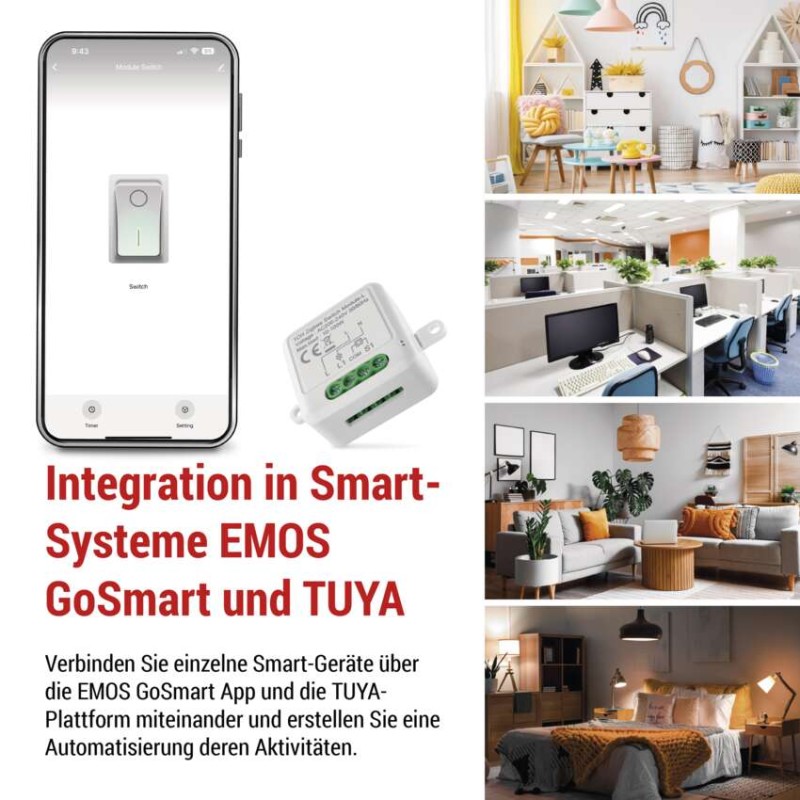 GoSmart Schaltermodul IP-2103SZ, ZigBee, 1-Kanal (kein N-Draht erforderlich)